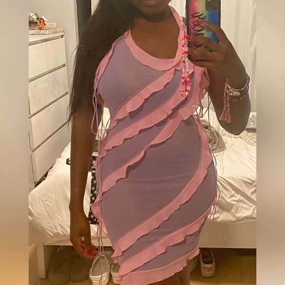 Fanci Club Ruffle Dress Pink/Purple - Picture 3 of 3